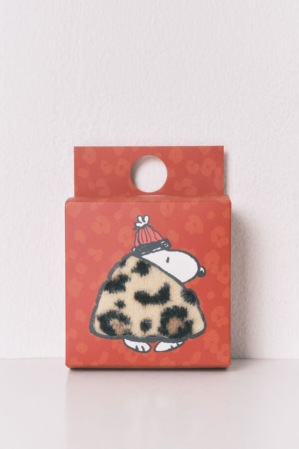 Women'secret Calcetines largos de piel con estampado de leopardo de Snoopy estampado