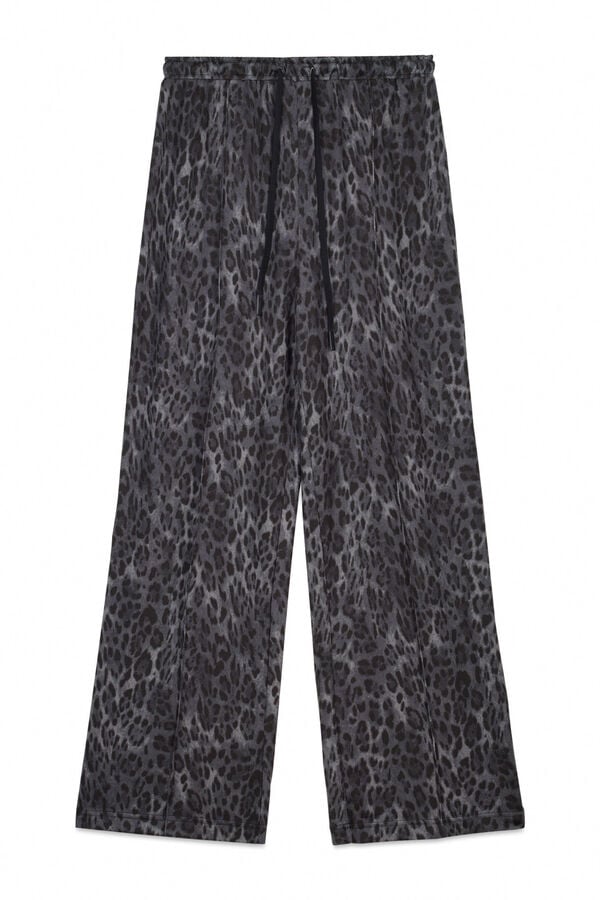 Women'secret Pantalón largo gris con estampado animal gris