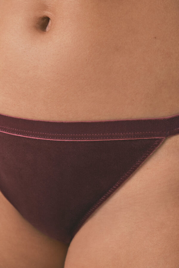 Women'secret Panty clásica burdeos y encaje de terciopelo púrpura