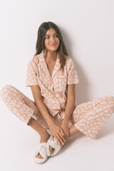 Women'secret Pijama camisera 100% algodón con flores naranjas naranja