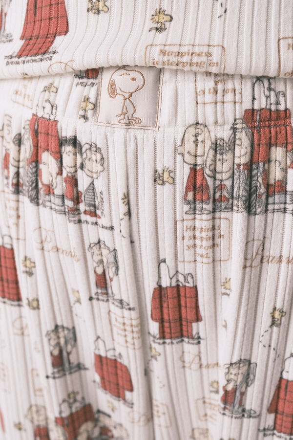Women'secret Pijama capri acanalado de Snoopy gris gris