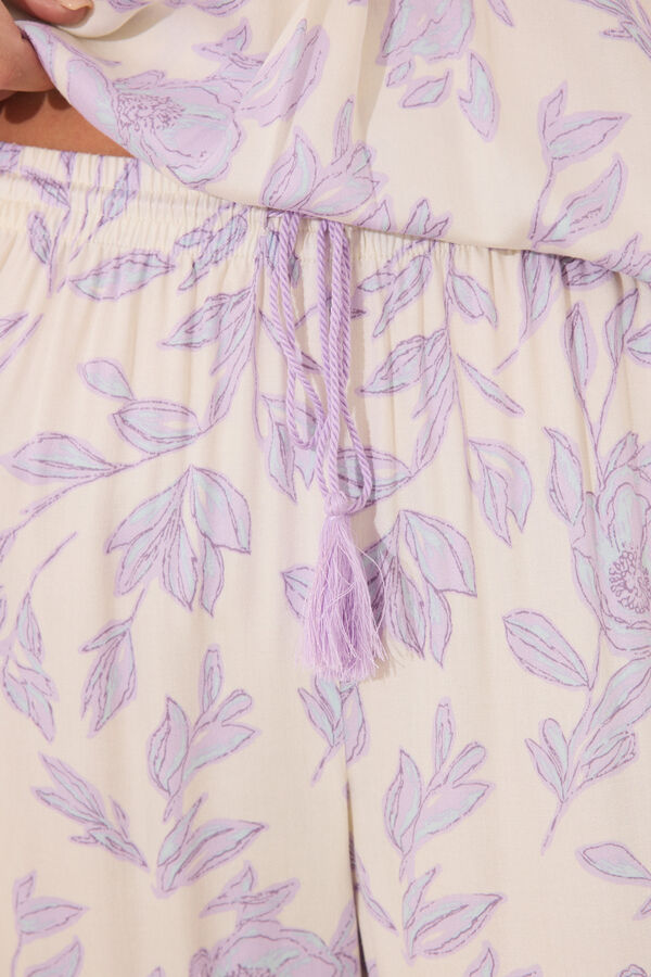 Womensecret Pijama larga estampado de viscosa blanco