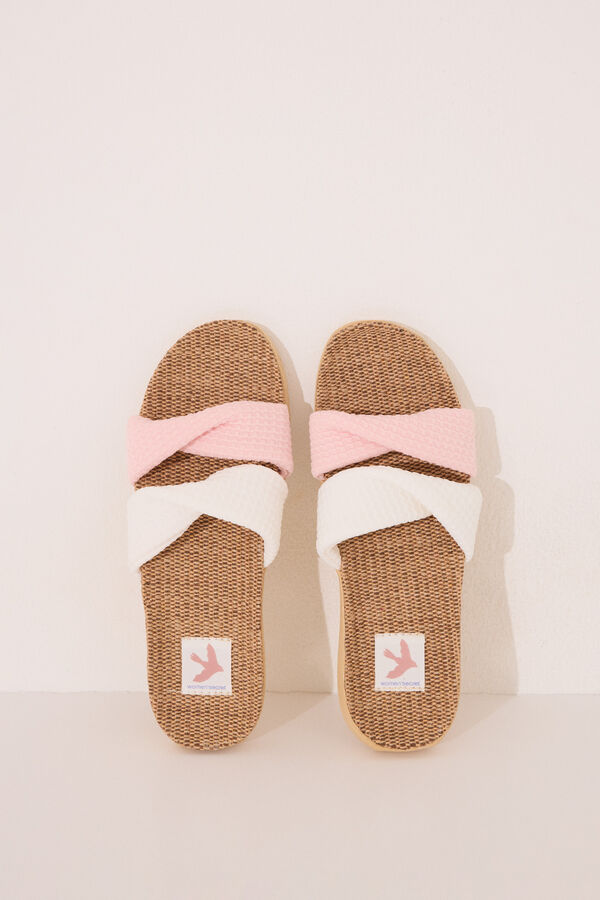 Womensecret Pantuflas para casa de nudo de rafia abiertas blanco