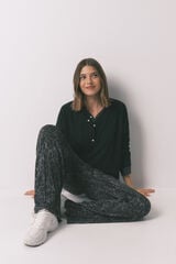 Women'secret Pantalón largo gris con estampado animal gris