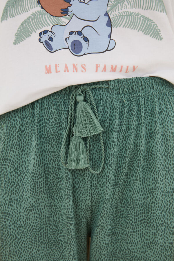 Women'secret Pijama larga Lilo & Stitch blanco marfil