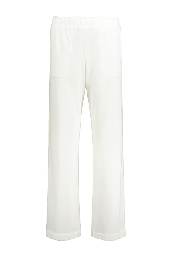 Womensecret Pantalón largo ancho pana marfil marfil