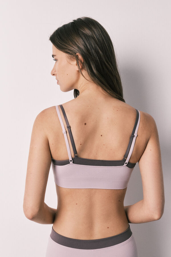 Women'secret Top sin costuras acanalado lila morado/lila