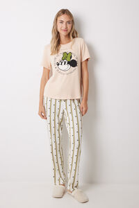 Womensecret Pijama larga de Minnie con manga corta rosa