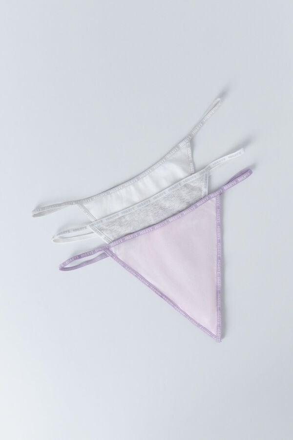 HI&BYE Pack de 3 tangas blancas, grises y rosas blanco