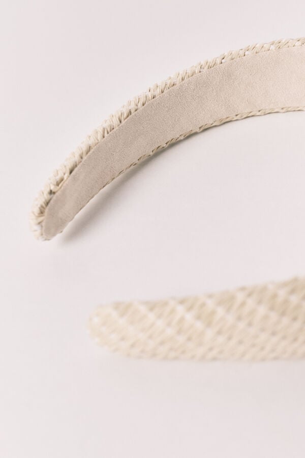 Women'secret Diadema de rafia natural caf&eacute;