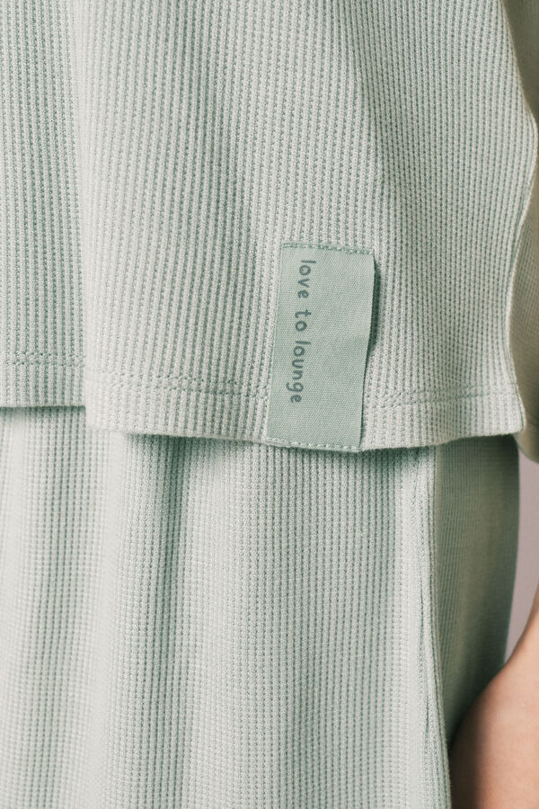 Women'secret Pijama capri de tela waffle verde verde