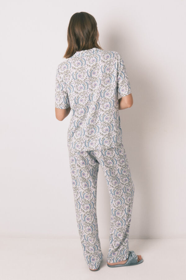 Womensecret Pijama camisera largo con estampado floral verde verde