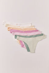 Women'secret Pack 7 tangas de algod&oacute;n pointelle mix colores blanco
