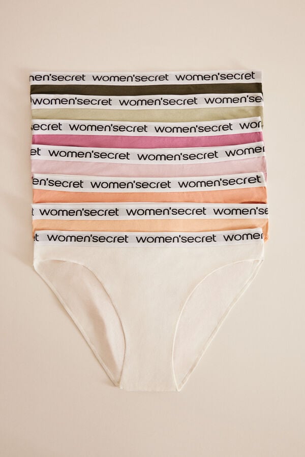 Womensecret Pack 7 panties algodón logo blanco
