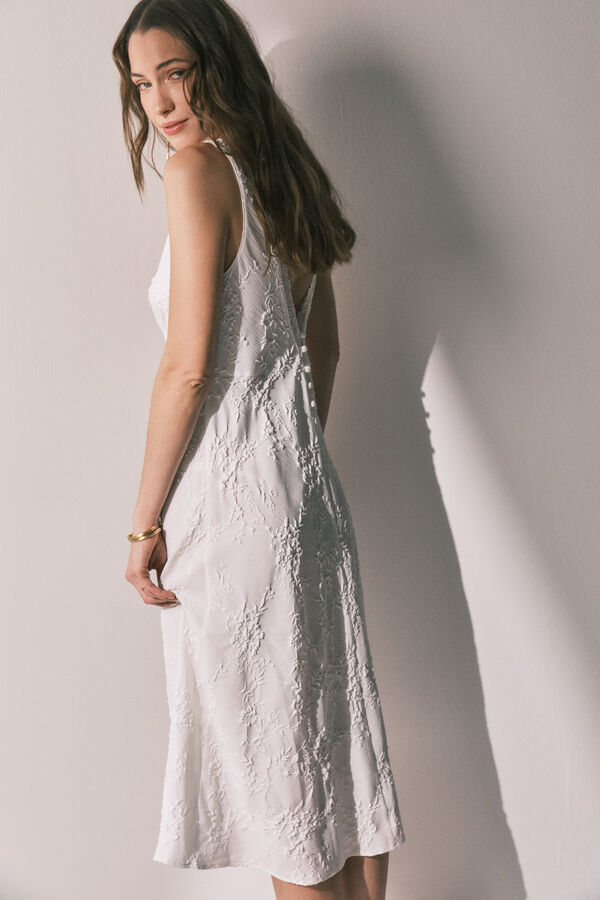 Women'secret Camis&oacute;n largo sat&eacute;n blanco marfil