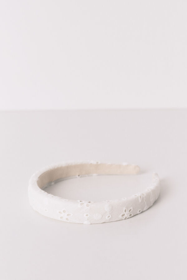 Women'secret Diadema bordado suizo blanco blanco