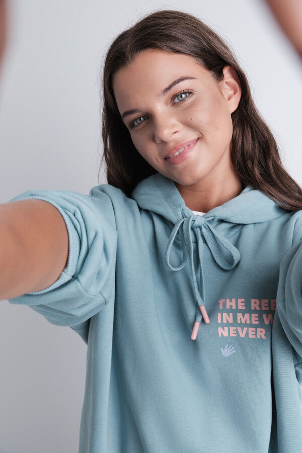 HI&BYE Sudadera con capucha de felpa verde verde