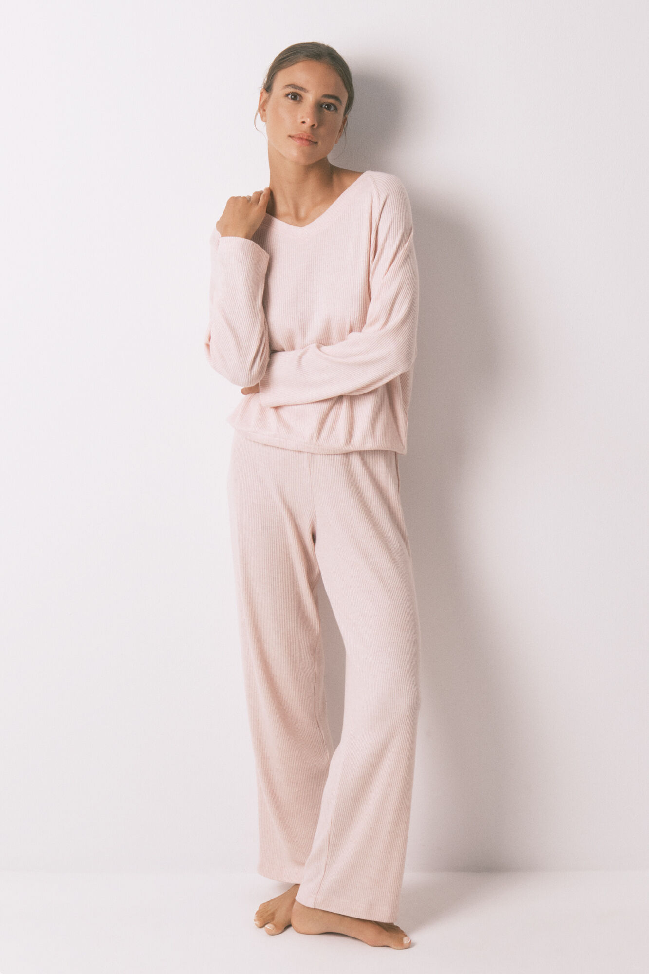 Women'secret Pijama larga canal&eacute; perchado lila