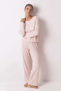 Women'secret Pijama larga canalé perchado lila