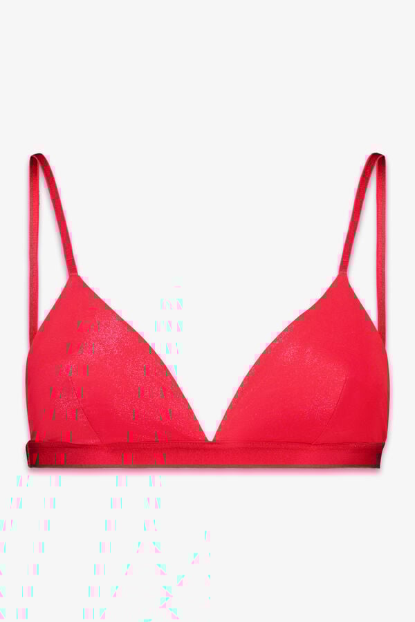 HI&BYE Brasier triangular de microfibra roja brillante rojo