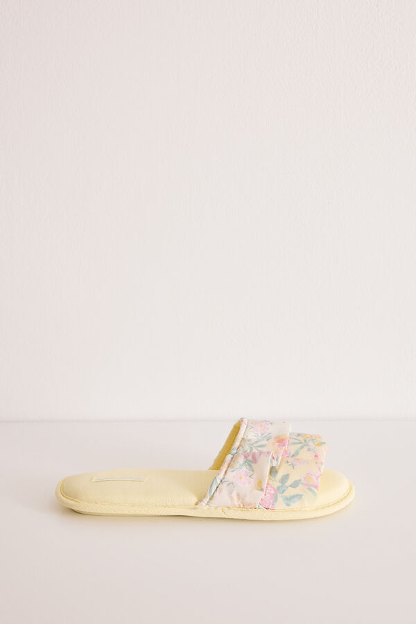 Womensecret Pantuflas abiertas amarillas floral amarillo