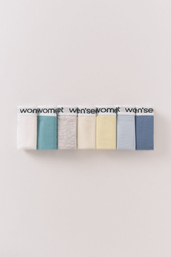 Women'secret Pack de 7 tangas de algodón con logo blanco blanco