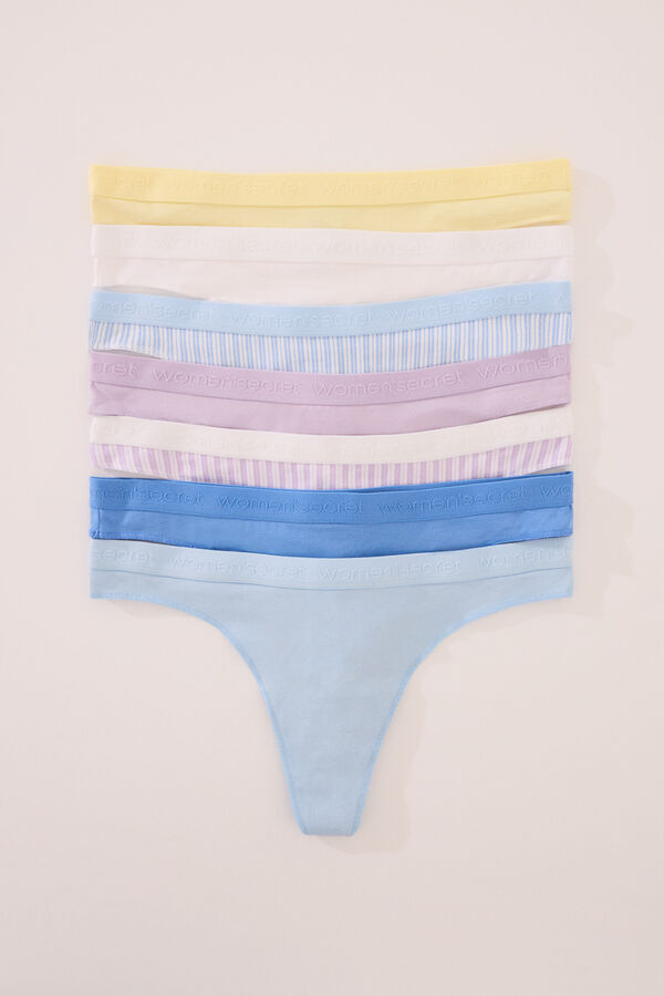 Womensecret Pack de 7 tangas con estampado de mezcla de algodón estampado