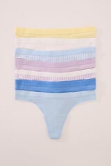 Womensecret Pack de 7 tangas con estampado de mezcla de algodón estampado