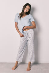 Women'secret Pijama capri de algod&oacute;n azul azul