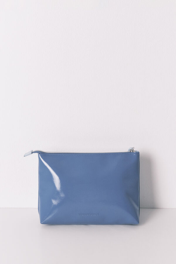 Women'secret Neceser doble mediano en piel azul gris