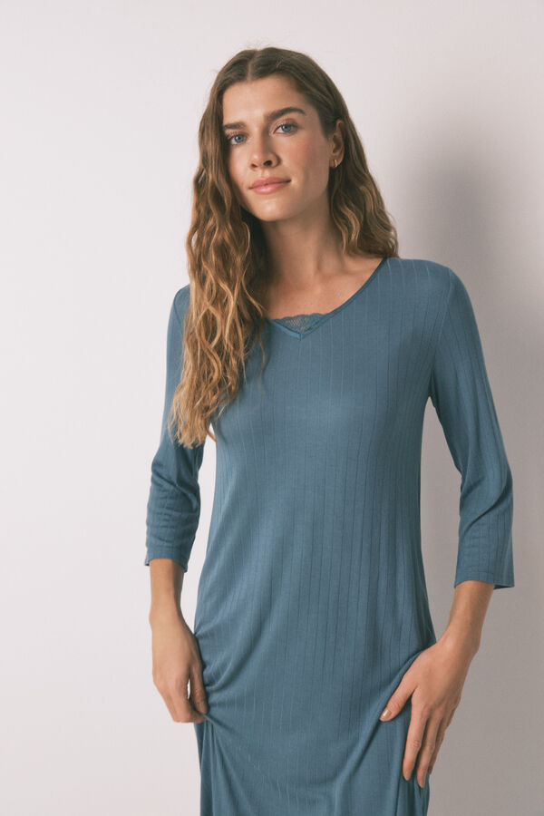 Womensecret Camisón midi de viscosa verde verde