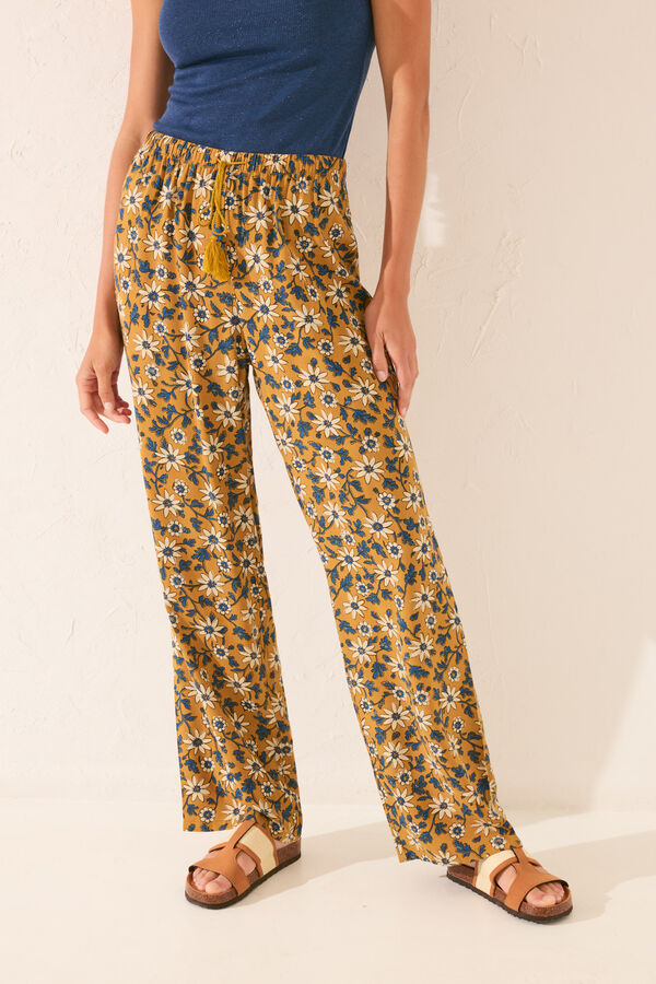 Womensecret Pantalón largo con estampado floral estampado