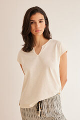 Womensecret Playera algodón marfil marfil