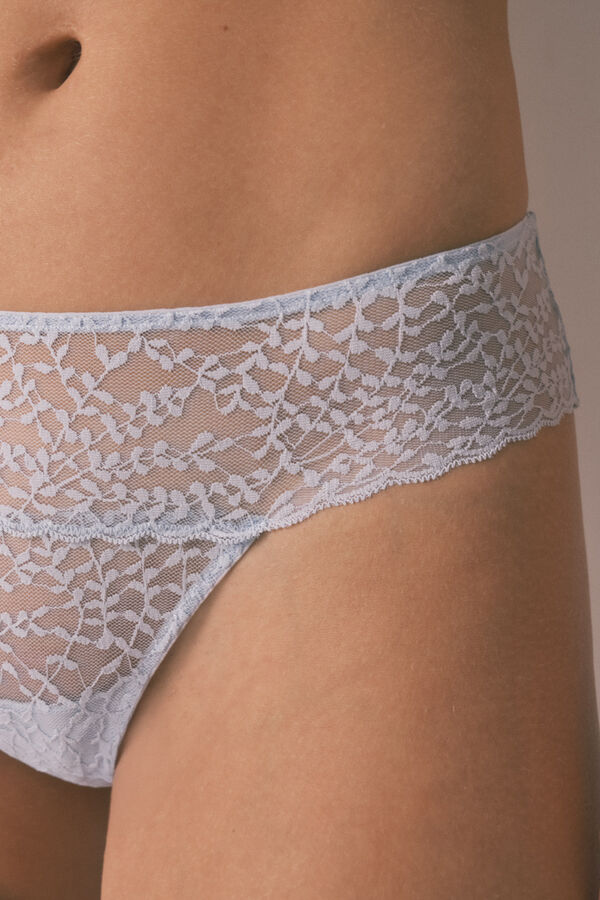 Women'secret Panty brasileño ancha de encaje azul azul