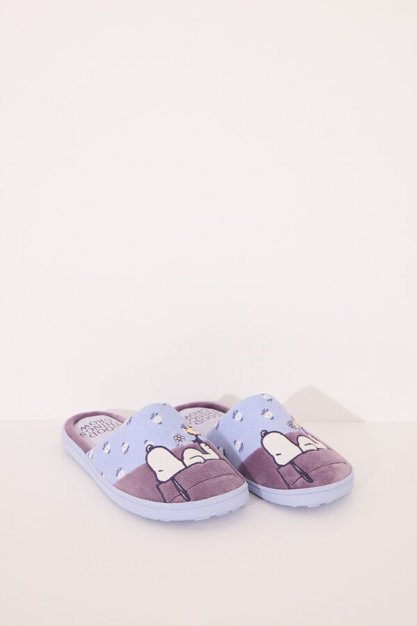 Womensecret Pantuflas para casa moradas de Snoopy estampado