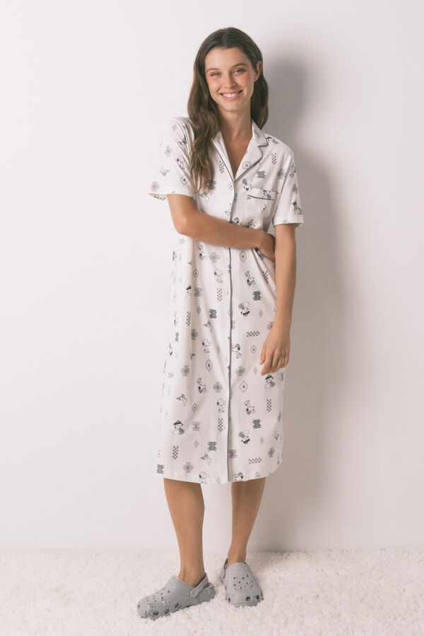 Women'secret Camisón de Snoopy 100% algodón blanco