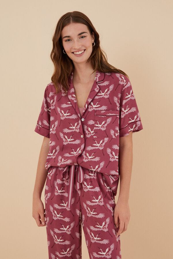 Womensecret Pijama camisera estampado garzas Moniquilla rosa