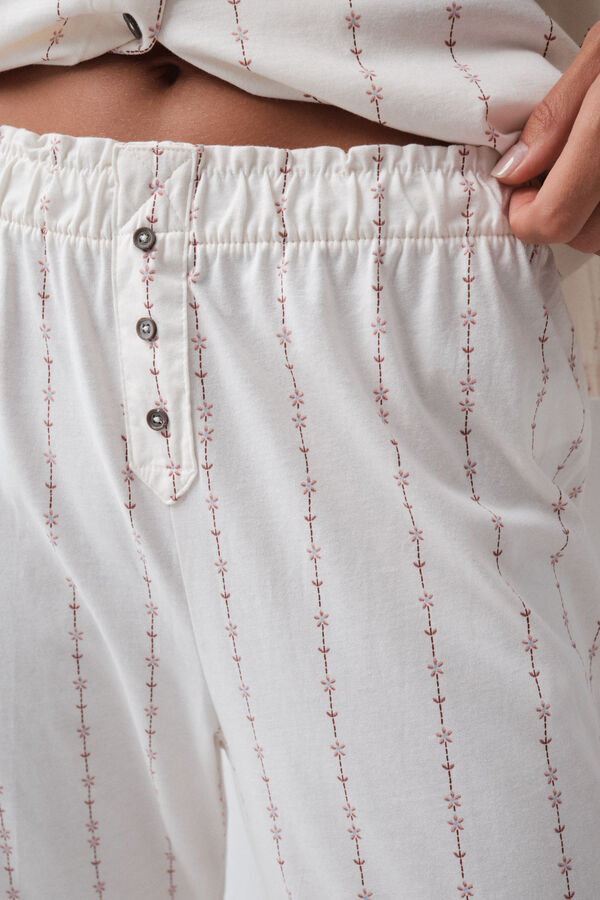 Women'secret Pijama larga camisera cowboy marfil
