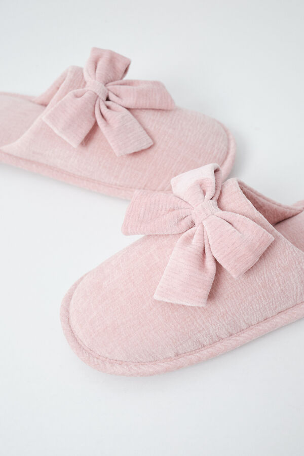 Women'secret Pantunflas lazo terciopelo rosa rosa