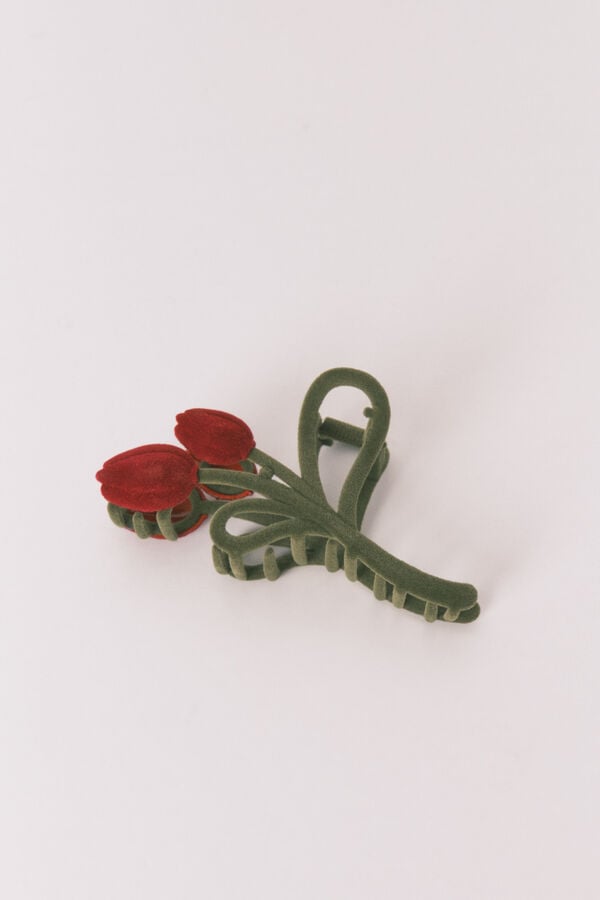 Women'secret Pinza grande de tulip&aacute;n rojo y verde verde