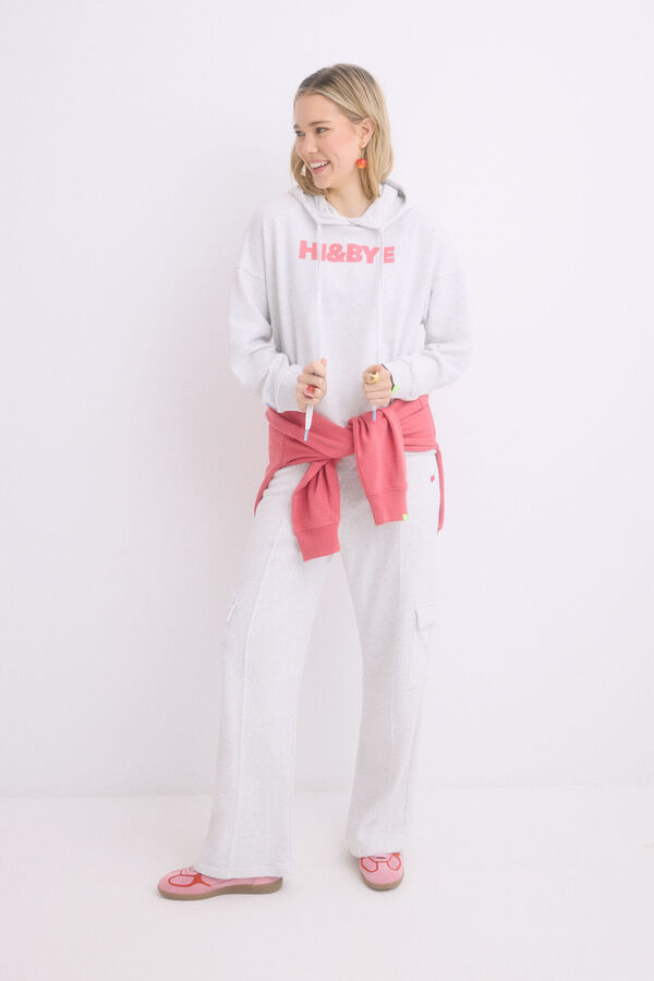 Womensecret Sudadera capucha felpa algodón gris gris