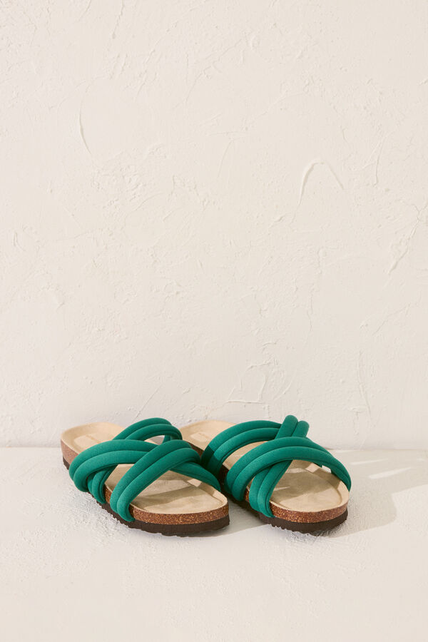Womensecret Sandalia bio con tirantes de neopreno verde verde