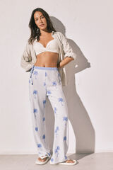 Women'secret Pantal&oacute;n largo estampado de rayas de palmeras estampado