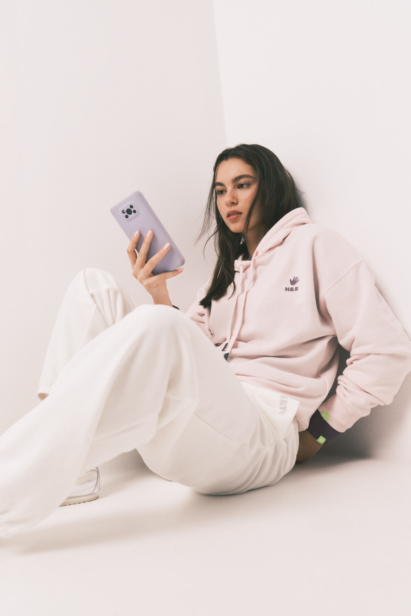 HI&BYE Pantal&oacute;n jogger de felpa de algod&oacute;n blanco