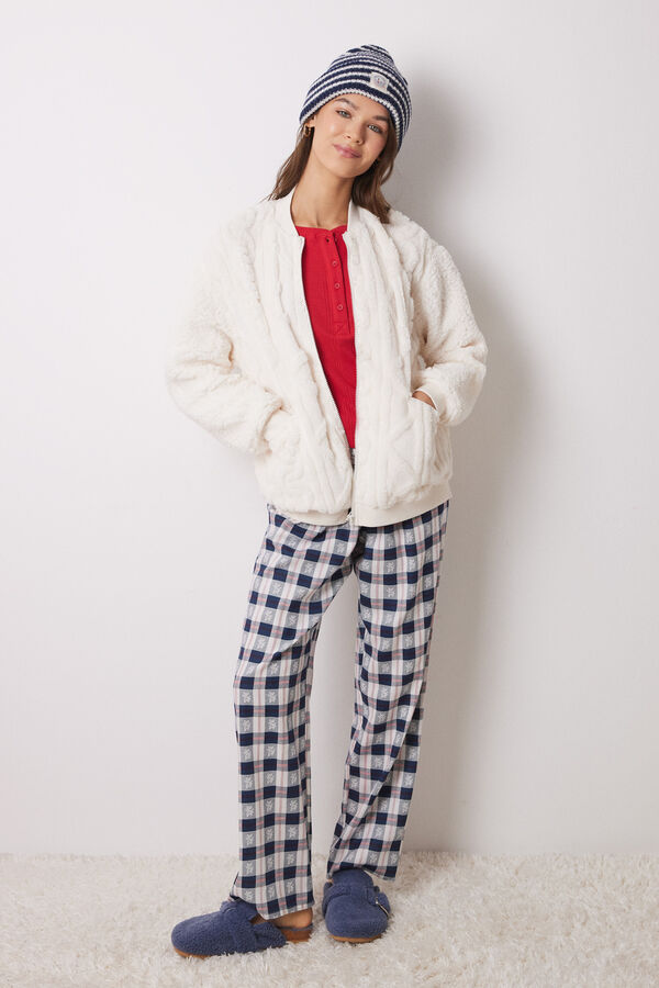 Womensecret Pantalón pijama cuadros azul estampado
