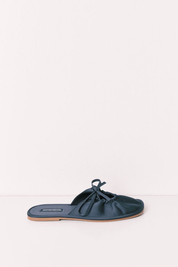 Women'secret Zapatillas de casa de sat&eacute;n azul verde