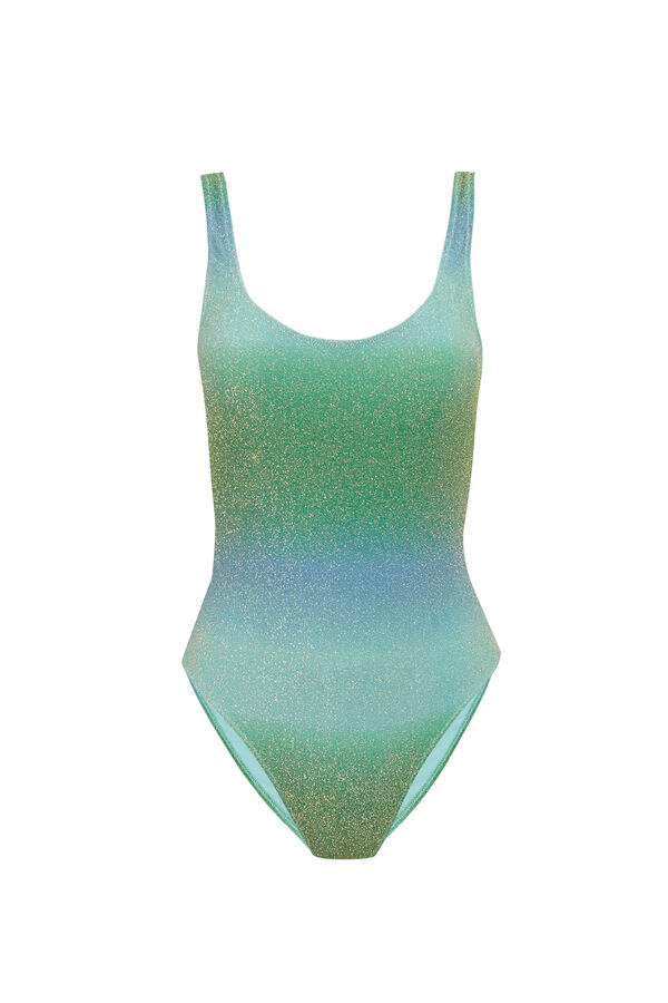 Womensecret Traje de baño con espalda abierta y purpurina en degradado verde estampado