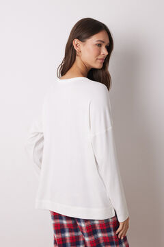 Womensecret Playera manga larga punto cálido blanco marfil