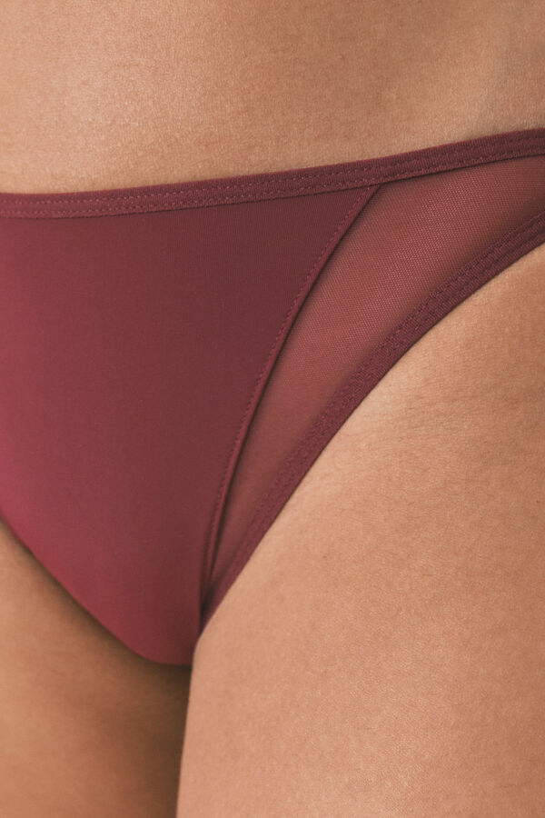 Women'secret Panty cl&aacute;sica de tul de microfibra color vino p&uacute;rpura