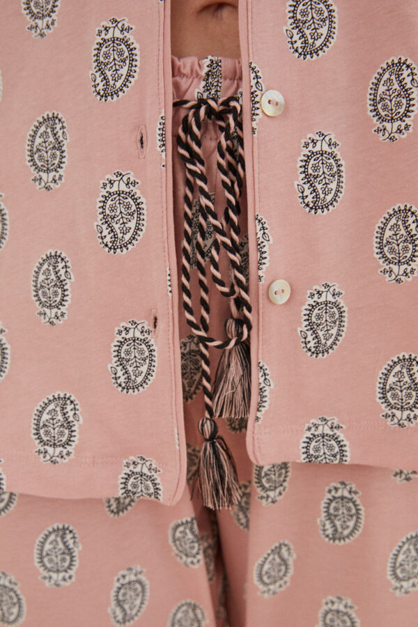 Womensecret Pijama camisera 100% algodón boho rosa rosa